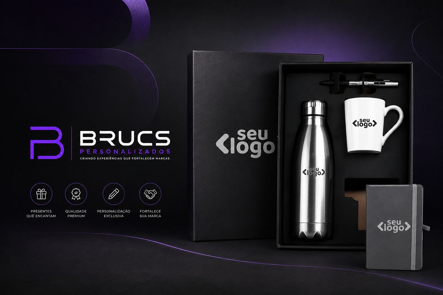 Kit corporativo personalizado da Brucs